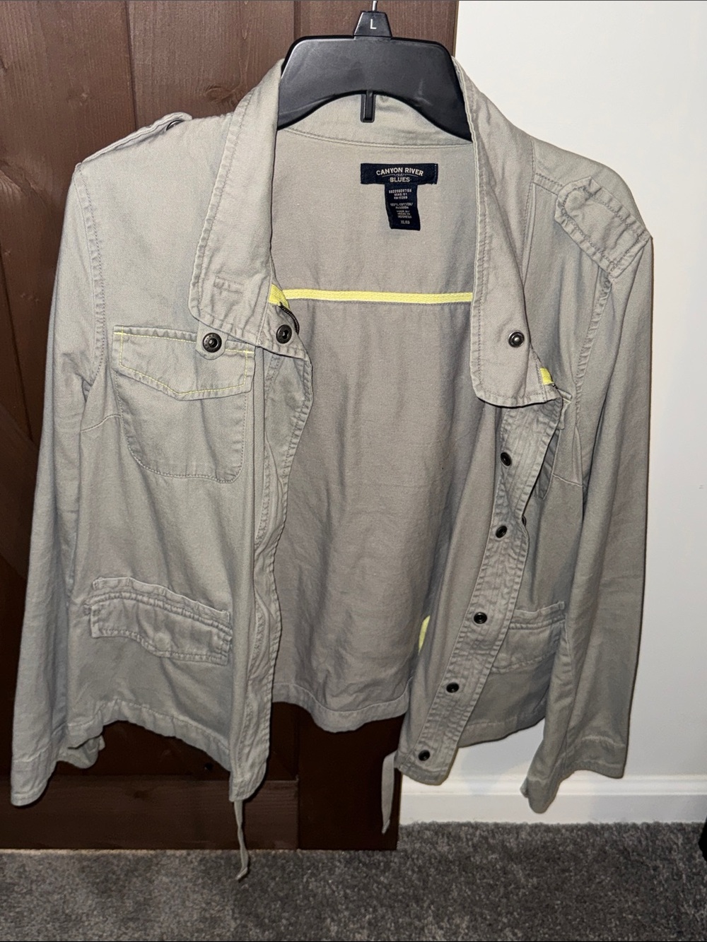 Canyon River Blues Olive Green Utility Jacket with Yellow Accents